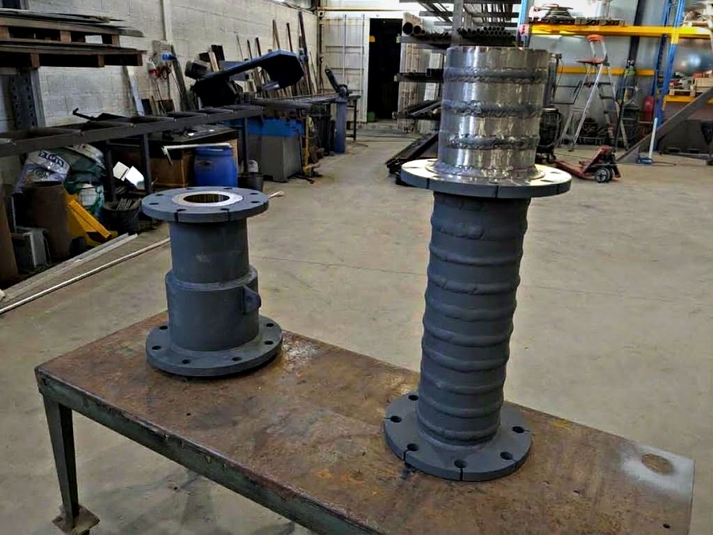 Cône et mixer d'hydroéjecteur fabriqués et peints à l'atelier de Saffré